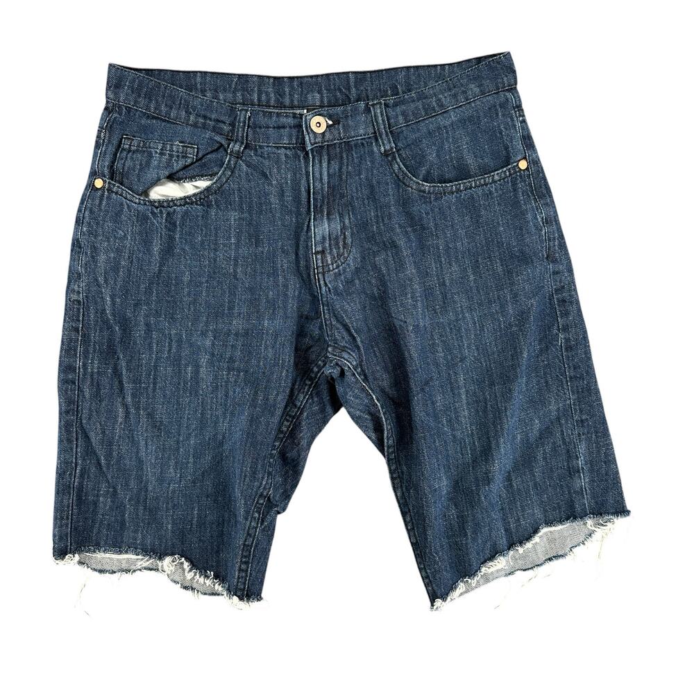 Qruel Q Jeans Men 34 Shorts Loose Dark Hip Hop Streetwear Skater Vtg 90s Y2K